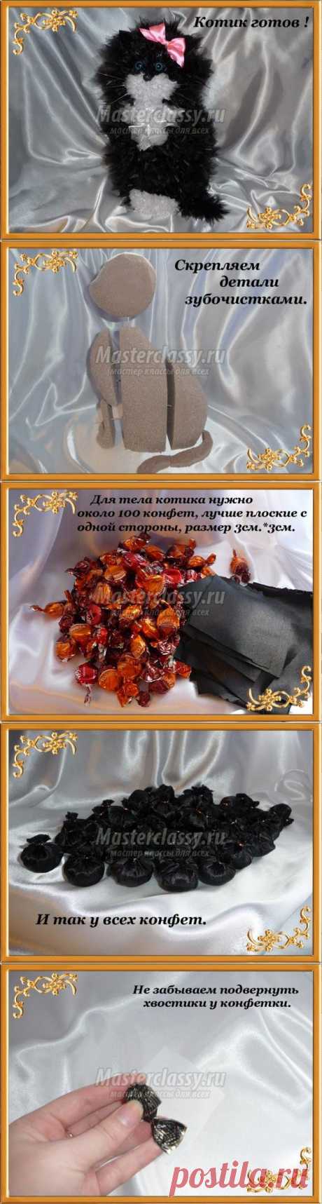 Свит-дизайн. Подарок &quot;Кошечка из конфет&quot;. Мастер-класс с пошаговыми фото. Часть 1