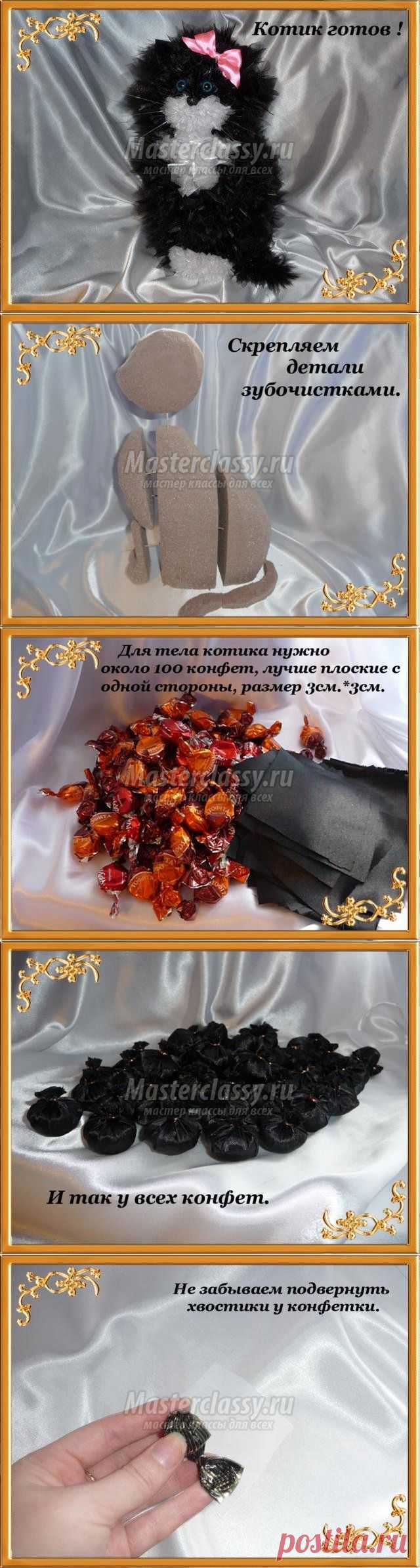 Свит-дизайн. Подарок "Кошечка из конфет". Мастер-класс с пошаговыми фото. Часть 1
