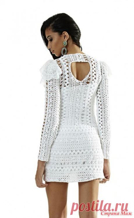 . Белое ажурное платье с длинными рукавами. - Все в ажуре... (вязание крючком) - Страна Мам