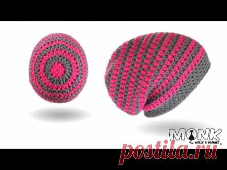 Einfache Long Beanie häkeln - Simple Long Beanie - Farbwechsel - Rundenabschluss v2.0 - gerade Naht - YouTube