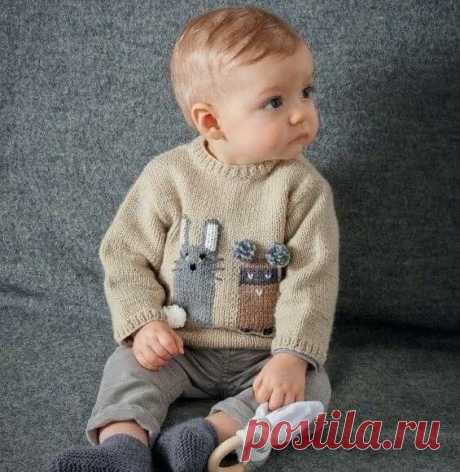 Детский пуловер.Размеры: 0 (3, 6) месяцев