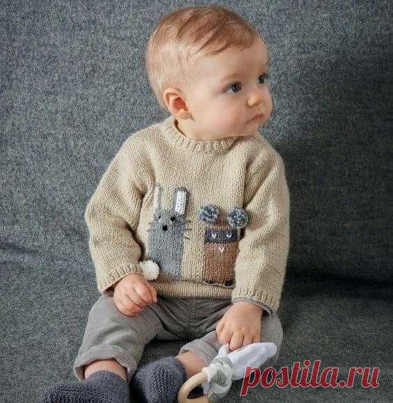 Детский пуловер.Размеры: 0 (3, 6) месяцев