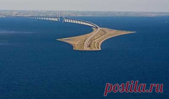 Уникальный Эресуннский мост-тоннель, соединяющий Данию и Швецию
