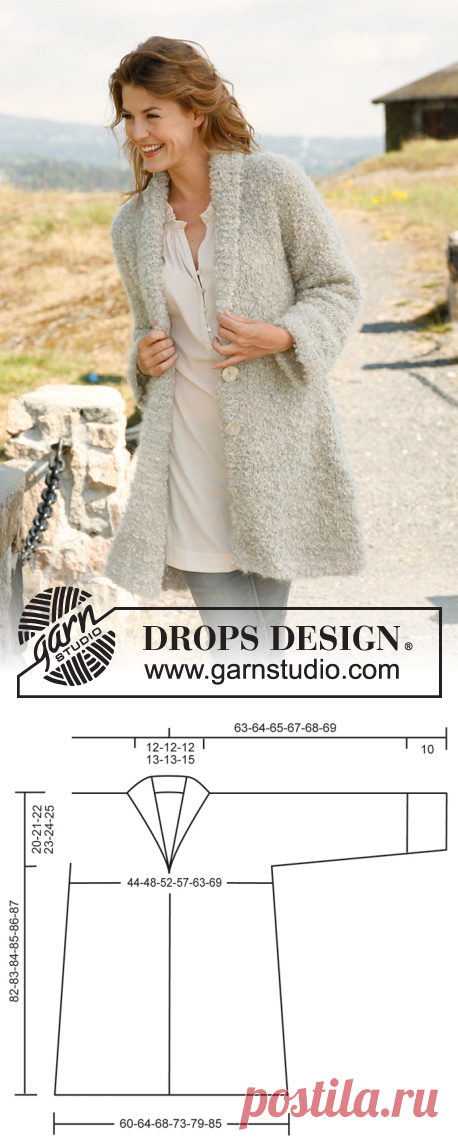 Autumn Elegance - Knitted DROPS jacket with shawl collar in "Puddel". Size: S - XXXL. - Free pattern by DROPS Design