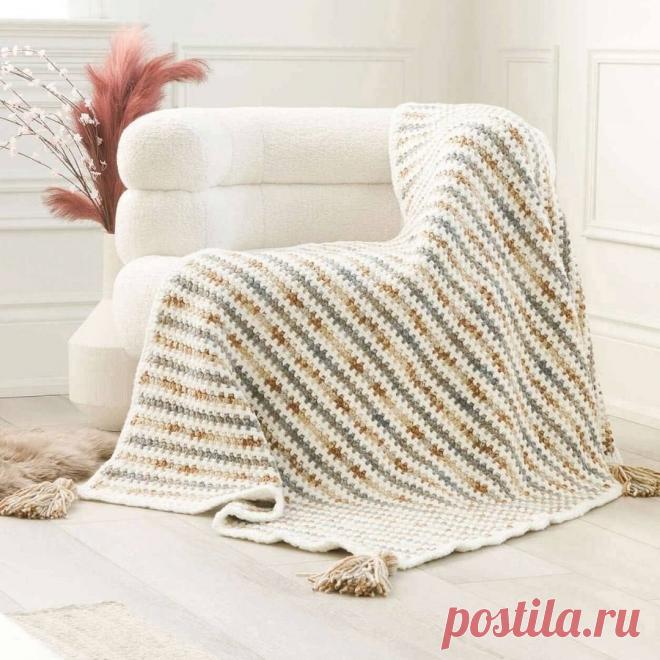 Полосатый плед крючком. Схема узора. / knittingideas.ru