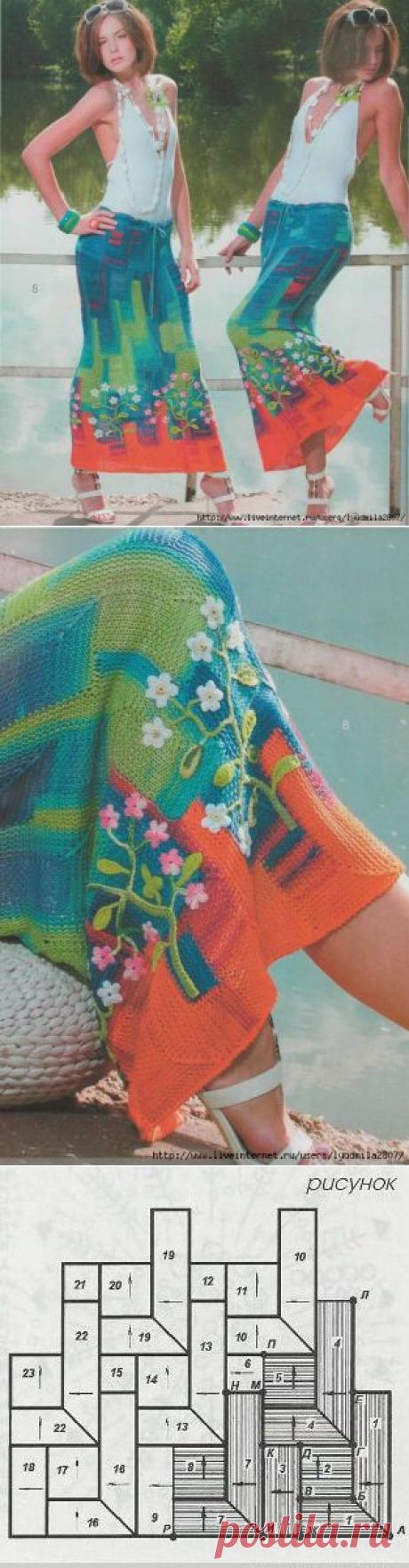 ПЭЧВОРК СПИЦАМИ. ЮБКА ИЗ ЖУРНАЛА МОД № 580 3-2014