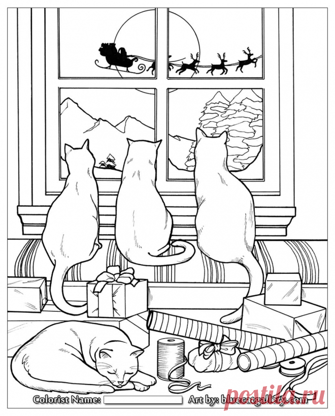 Раскраска кошка на окошке для детей (Большой выбор фото) - drawpics.ru