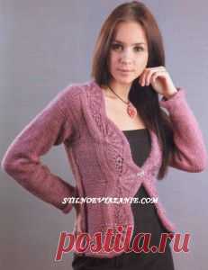 Меланжевый жакет связанный спицами / Стильное вязание