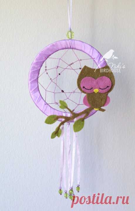 Owl Dreamcatcher in purple or blue room decor от NikisBirdhouse