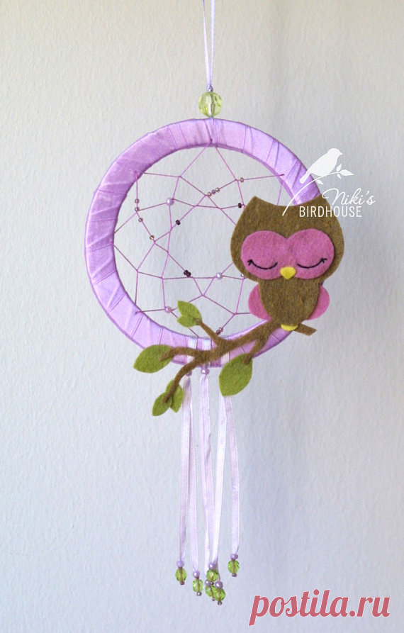 Owl Dreamcatcher in purple or blue room decor от NikisBirdhouse