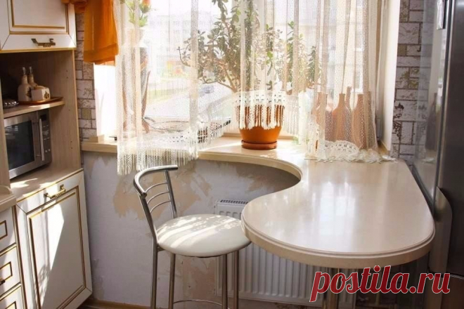 15 удачных идей для подоконника на кухне в малогабаритной квартире