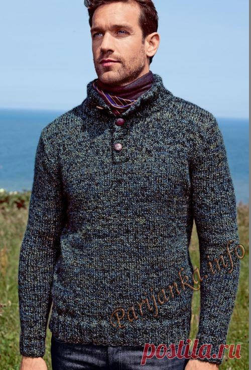 Пуловер с застежкой на пуговицы (м) 09*177 Bergere de France №4753