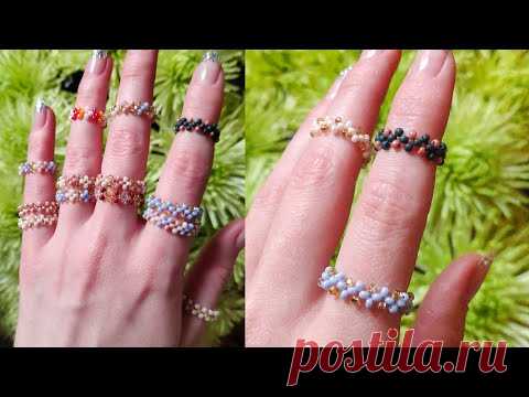 Простое колечко из бисера / Узор 2 / Бисероплетение для начинающих - YouTube