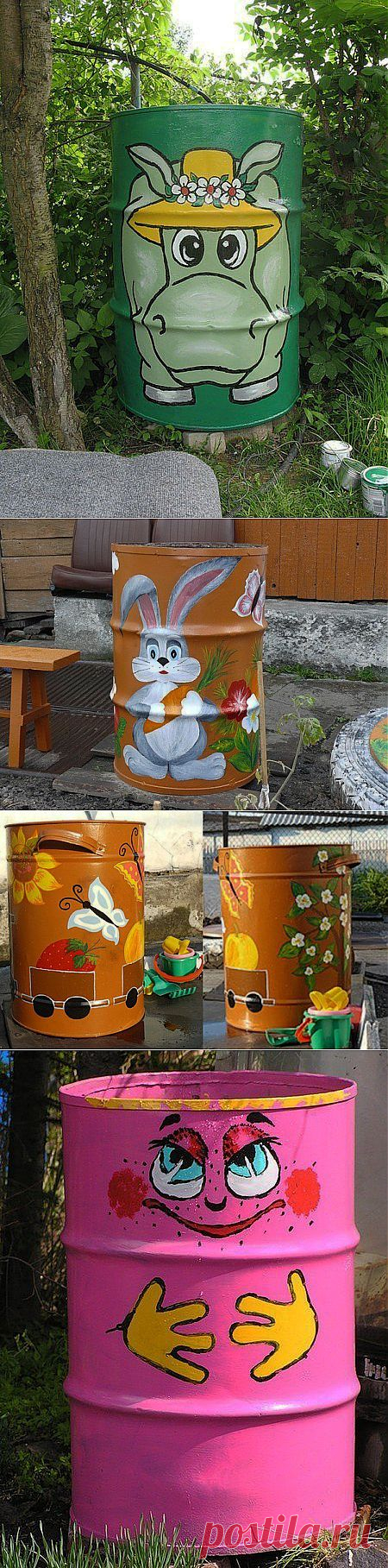 Расписные бочки и лейки