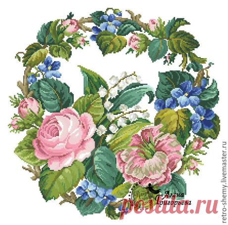 Схема вышивки "Викторианский венок" – купить в интернет-магазине на Ярмарке Мастеров с доставкой