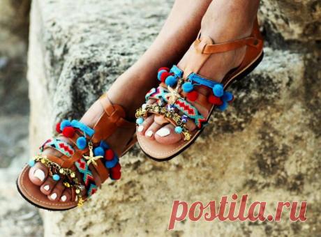 Яркие сандалии греческого дизайнера Elina Linardaki - Ярмарка Мастеров - ручная работа, handmade