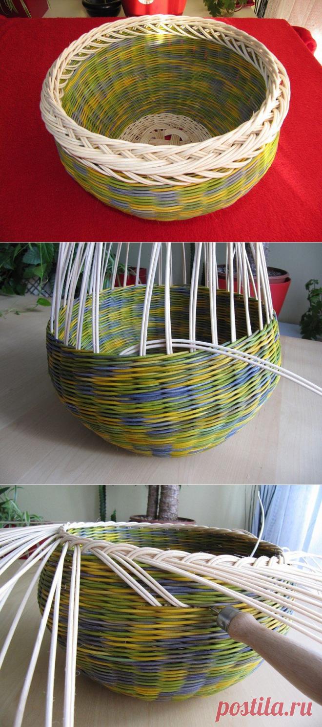 МК плетение из газет "Красивый узор и загибка"