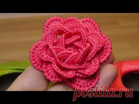 Как связать объёмную РОЗУ крючком - crochet flowers the roses