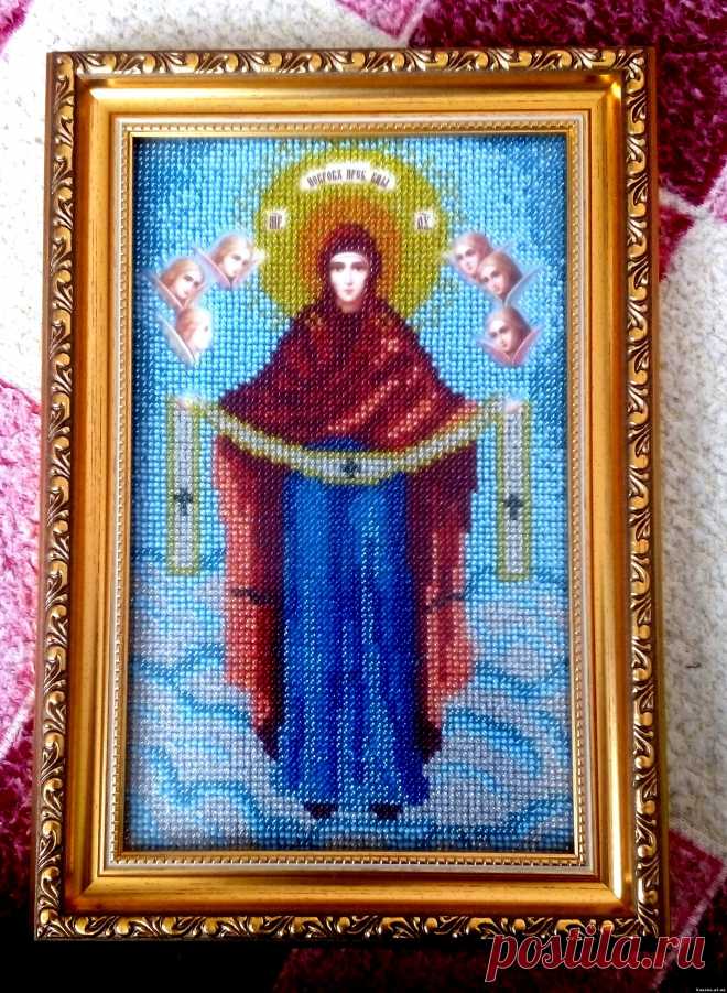 Икона Покрова Пресвятой Богородицы - Иконы бисером <!--if()-->- <!--endif--> - Вязяные вещи - Вязаные вещи на заказ