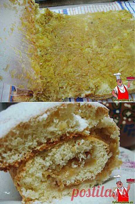 Быстрый и удивительно вкусный рулет с яблоками (два в одном). | Кулинар дома - Готовим дома