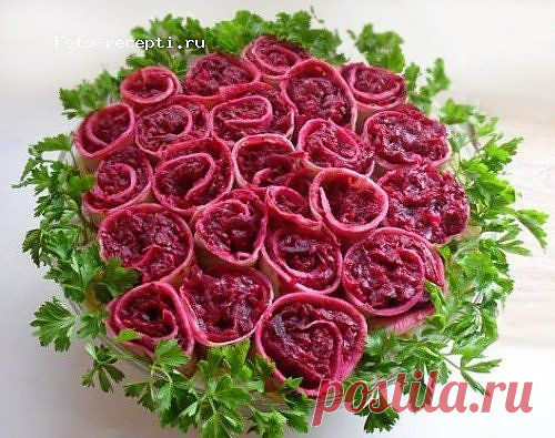 Салат "Букет алых роз" » Кулинарные рецепты