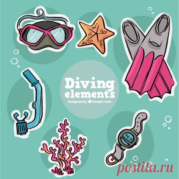 Ручной обращается элементы подводного плавания пакет Более миллиона свободных векторов, PSD, фотографии и бесплатные иконки. Эксклюзивные халявы и все графические ресурсы, которые необходимые для ваших проектов