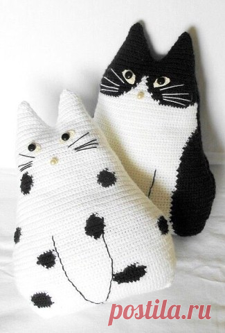 Подушка крючком КОТ - Онлайн-журнал о вязании и кулинарии