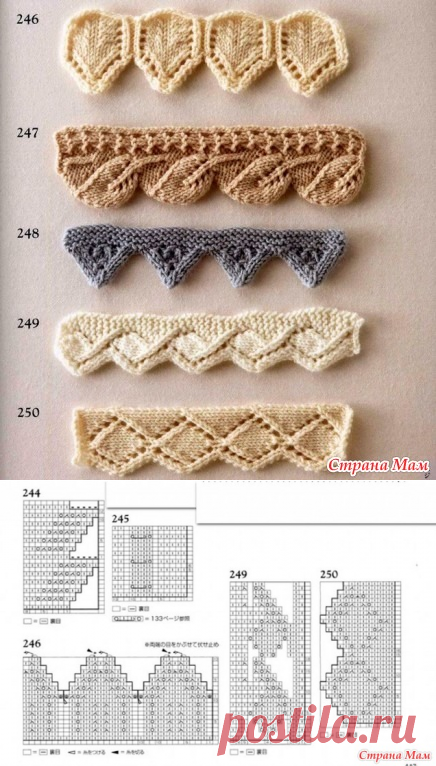 *Коллекция красивых узоров для оформления края спицами - Жаккард - Страна Мам