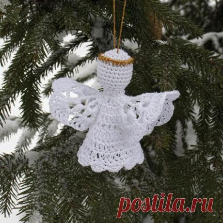Рождественский ангел крючком, без сшивания деталей! Работа Эльвины