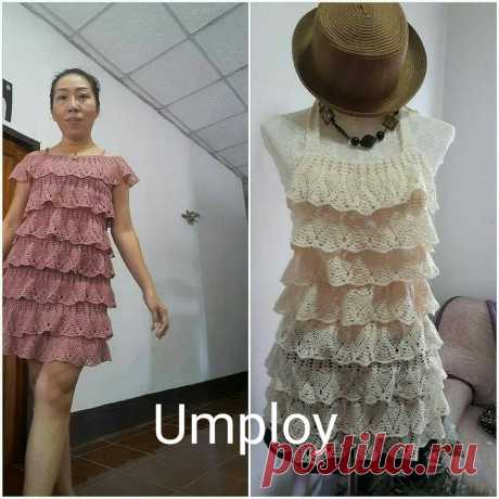 (1) ถักชุดเดรสลายสับปะรด