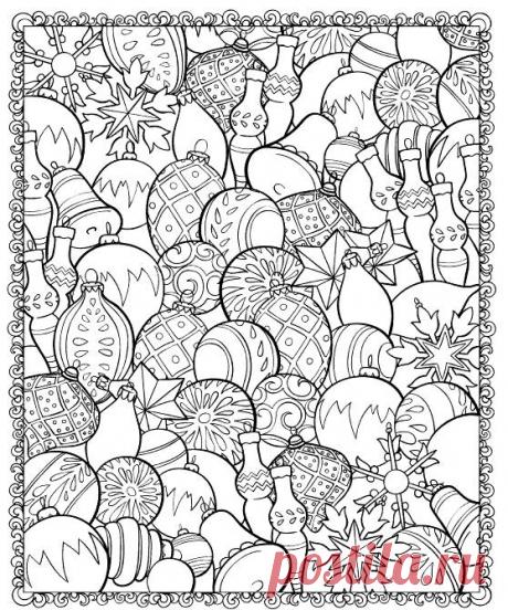 Зима в раскрасках для взрослых - 6 шаблонов для творчества