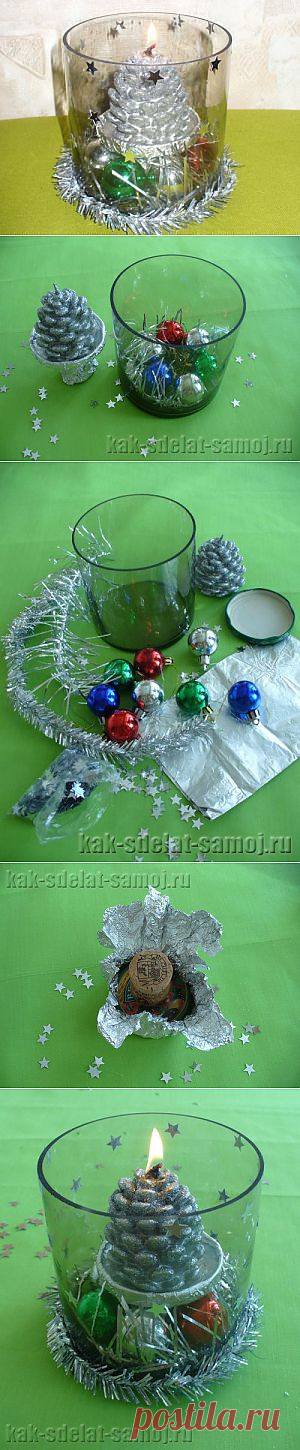 Новогодний подсвечник своими руками | Как сделать самой