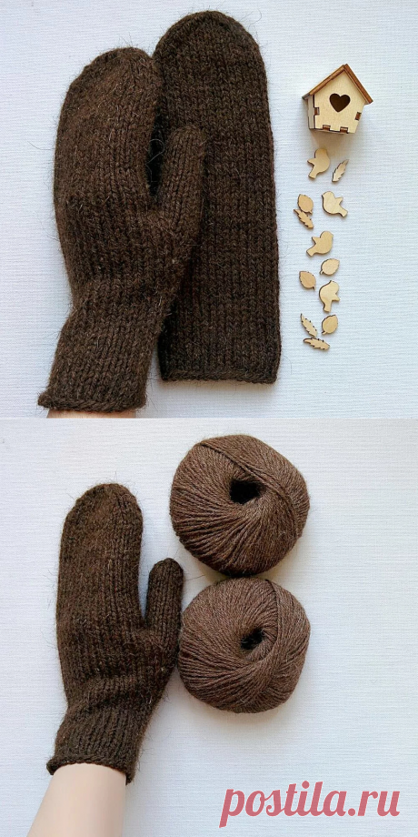 Купить шерстяные варежки коричневого цвета от Knit Lab | Mellroot