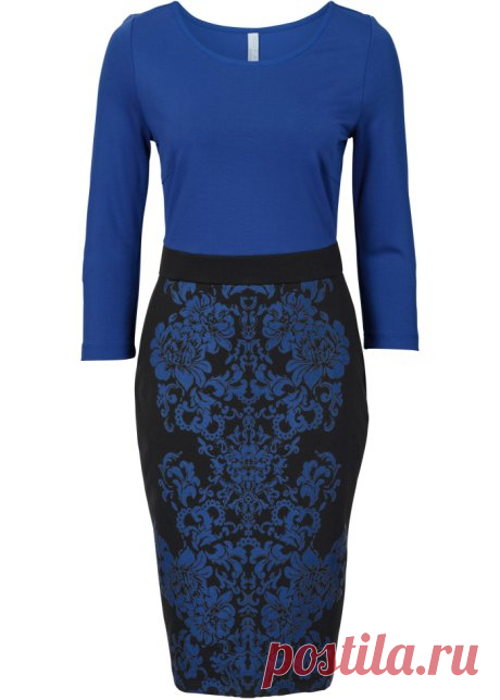 Платье-футляр темно-синий/черный заказать онлайн - bonprix.ru