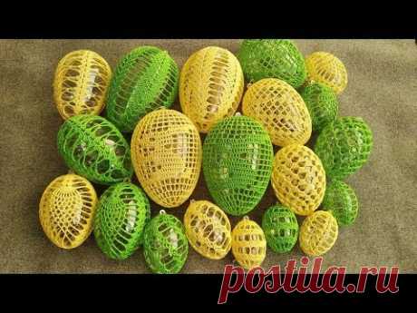 Pisanka na wypełnieniu plastikowym/akrylowym 14cm - Wzór 2 - Szydełko