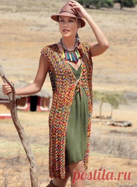 Длинный жилет - схема вязания спицами. Вяжем Жилеты на Verena.ru