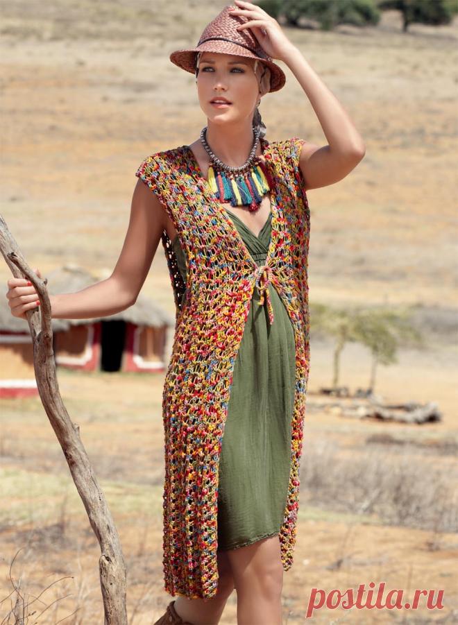 Длинный жилет - схема вязания спицами. Вяжем Жилеты на Verena.ru