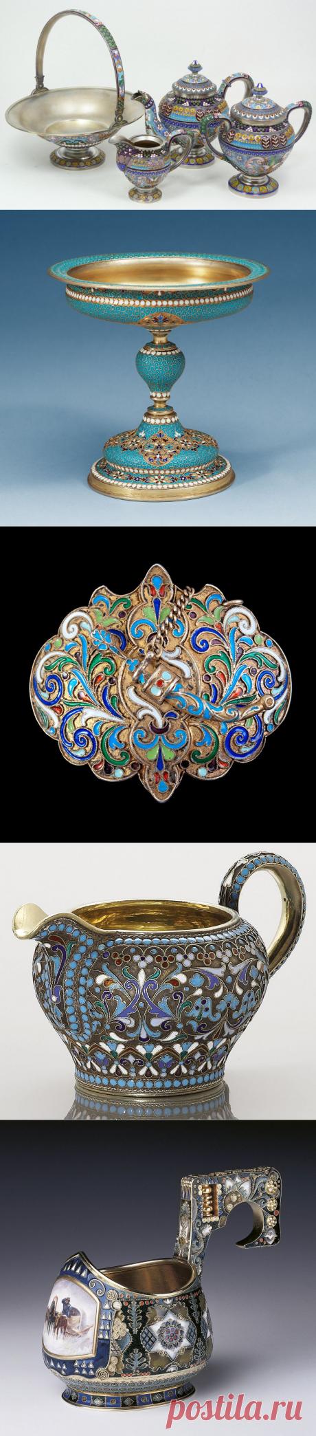 Русское серебро и эмаль | Aнтикварная посуда XIX в..
