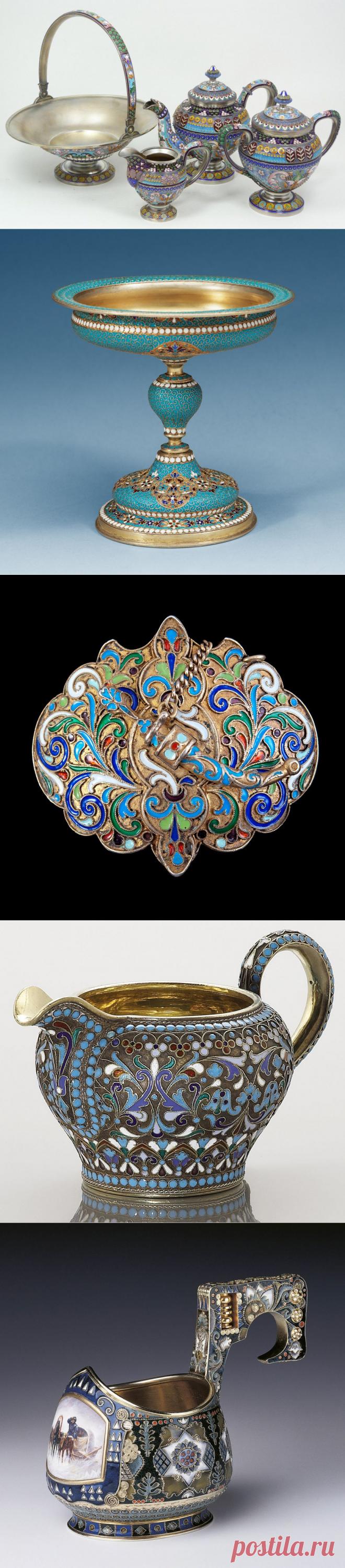 Русское серебро и эмаль | Aнтикварная посуда XIX в..