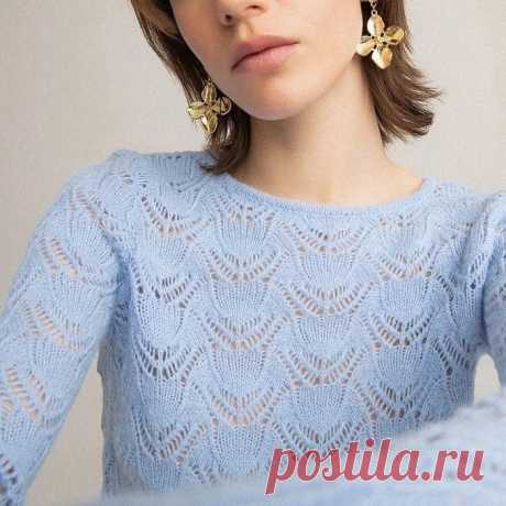 Узор для ажурного пуловера спицами