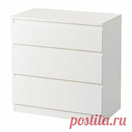 СКОНЕВИК Комод с 3 ящиками - белый  - IKEA IKEA - СКОНЕВИК, Комод с 3 ящиками, белый, , Чтобы ящики не выпадали при открывании, они оснащены специальным стопором.