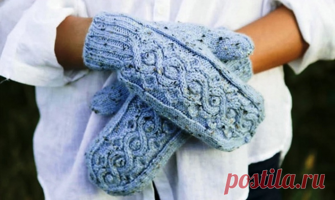 Изысканные зимние варежки, вязаные спицами Конкурс 