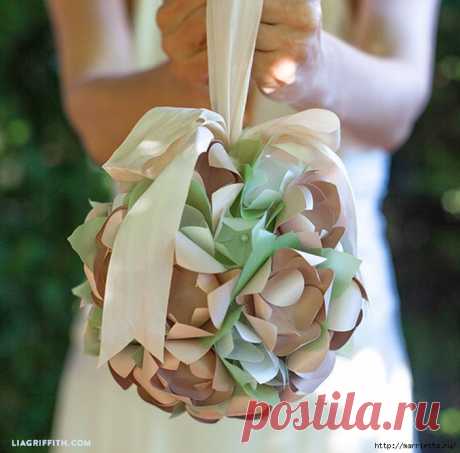 Цветочные шары из бумаги к свадебному торжеству.