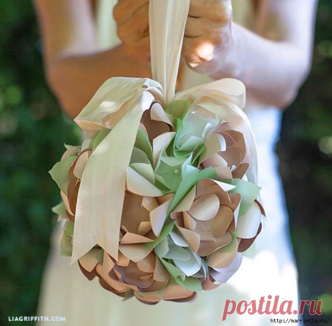 Цветочные шары из бумаги к свадебному торжеству.