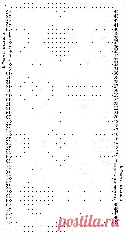 Просмотр рисунка перфокарты с раппортом 24 петли, пересчёт на две фонтуры, печать перфокарты