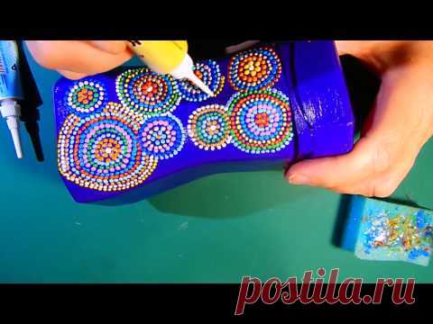 Баночка из-под кофе. Точечная роспись. Мастер-класс.