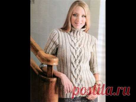 Женский Джемпер с Косами Спицами - 2017 / Women's Sweater with braids spokes / Frauen Pullover