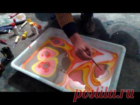 pintar con la tecnica Marbling...3 ..desde Asturias