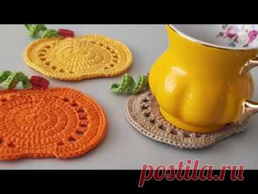 САМАЯ МИЛАЯ подставка под стакан из тыквы, связанная крючком! 🎃 Простой пошаговый урок