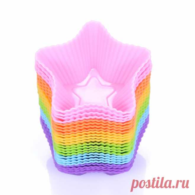 Силиконовые Muffin Чашки Кекс Плесень 7 СМ Звезда Форма Прочный Желе Мыло DIY Сковороде Испечь Торт Формы Формы Для Выпечки Выпечки Кондитерских Изделий 12 шт./лот купить на AliExpress